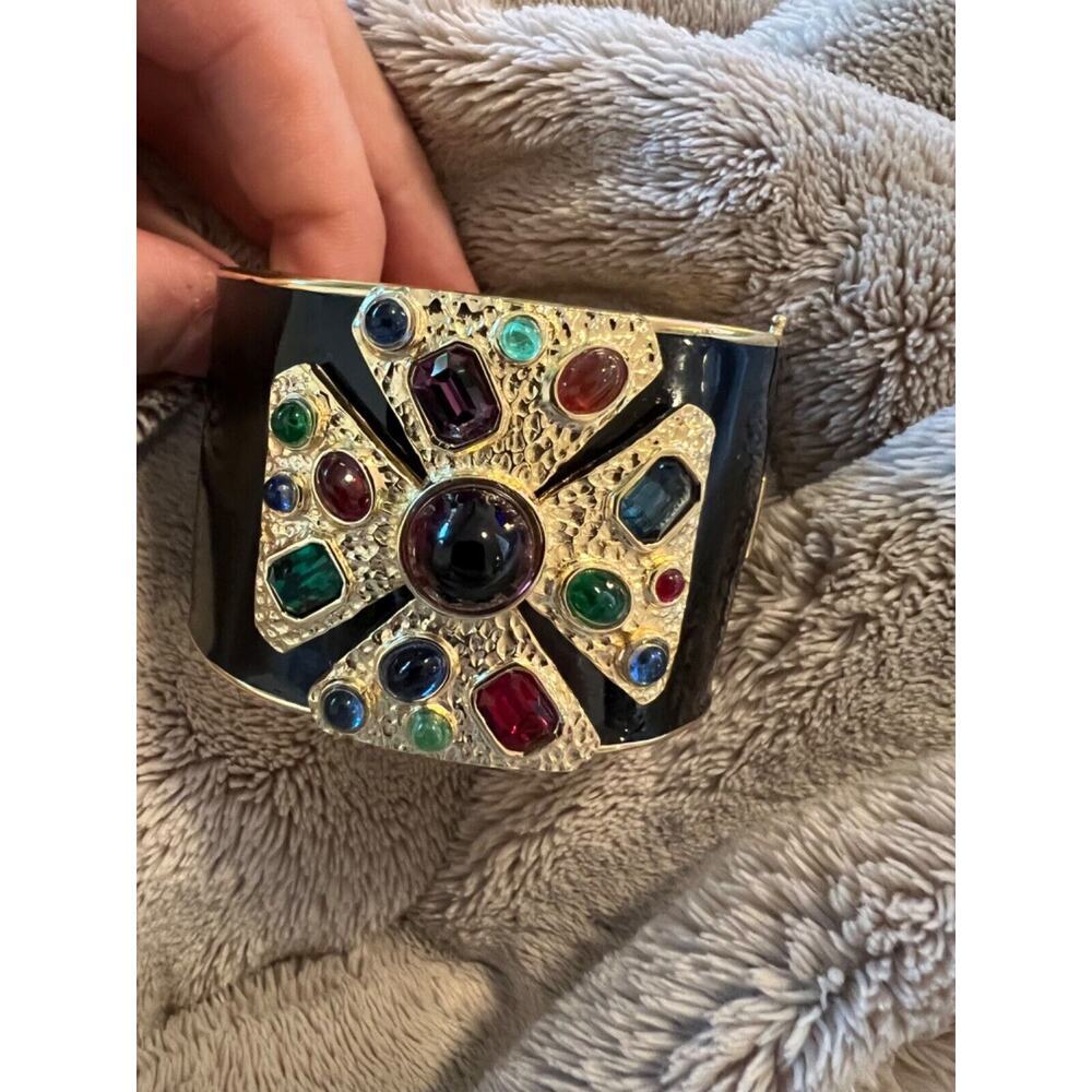 CINER ENAMELED AND JEWELED Maltese Cross Bracelet